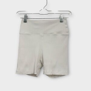 Year of Ours Ribbed Bike Shorts in Light Beige